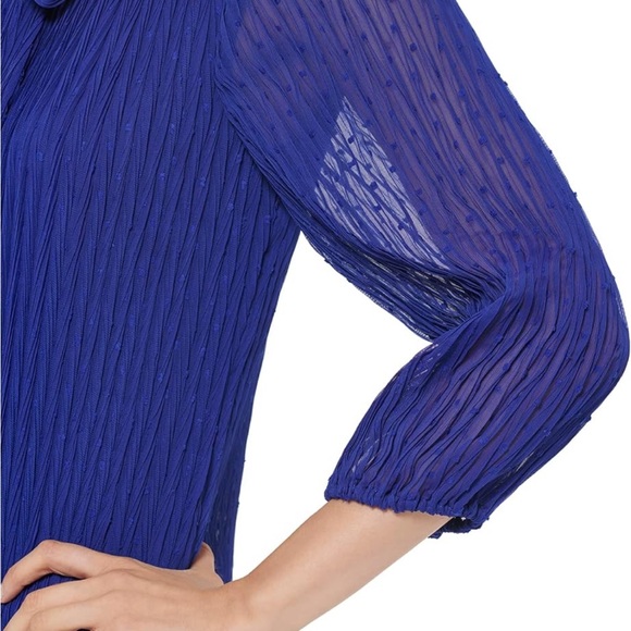 DKNY Blue Long Sleeve Tie Dress Size 6 - Picture 2 of 7